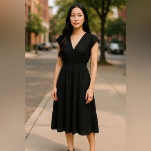 #2958 NWT MARJIE Gauze Black Midi Dress